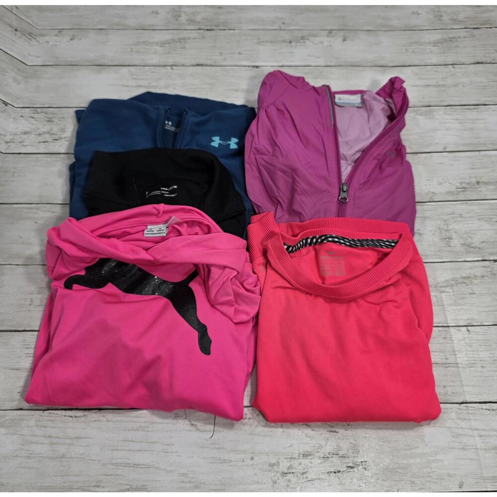 Set of 4 Girls Long Sleeve Activewear Tops & Windbreaker - Sz Medium